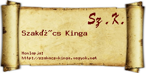 Szakács Kinga névjegykártya